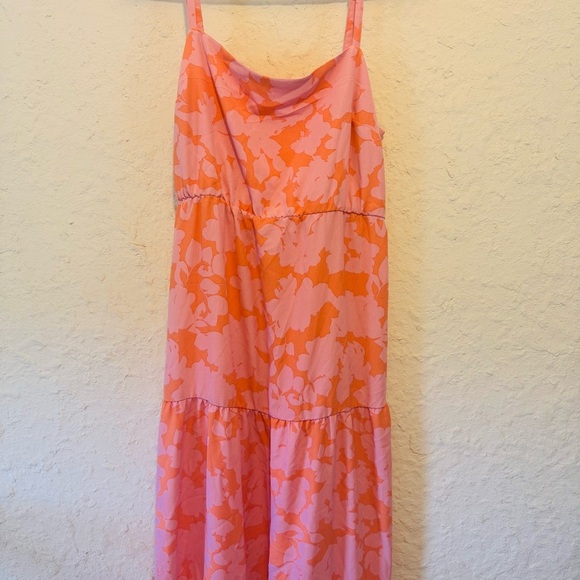 Social Standard by Sanctuary Pink Orange Floral Maxi Dress Medium - Picture 6 of 10
